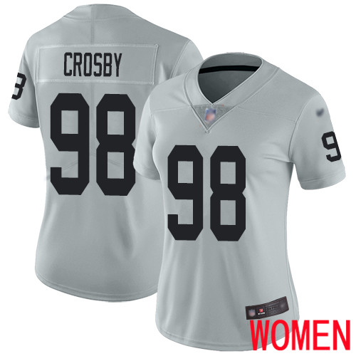 Oakland Raiders Limited Silver Women Maxx Crosby Jersey NFL Football #98 Inverted Legend Jersey->women nfl jersey->Women Jersey